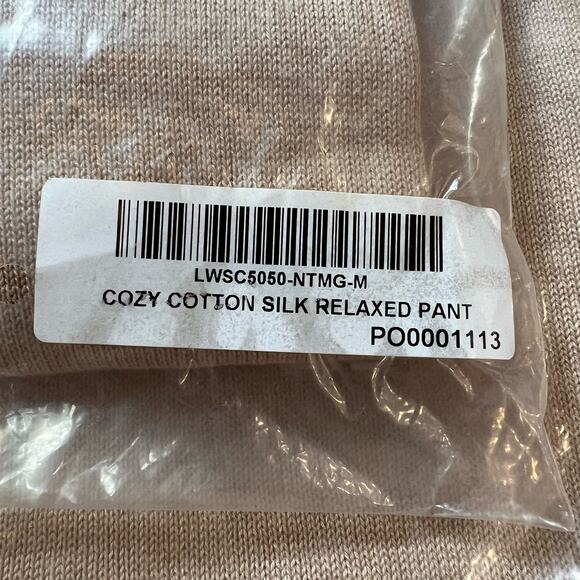 Lunya Cozy Cotton Silk Relaxed Pant Nutmeg Heather Wide Leg Drawstring M New - Picture 13 of 14
